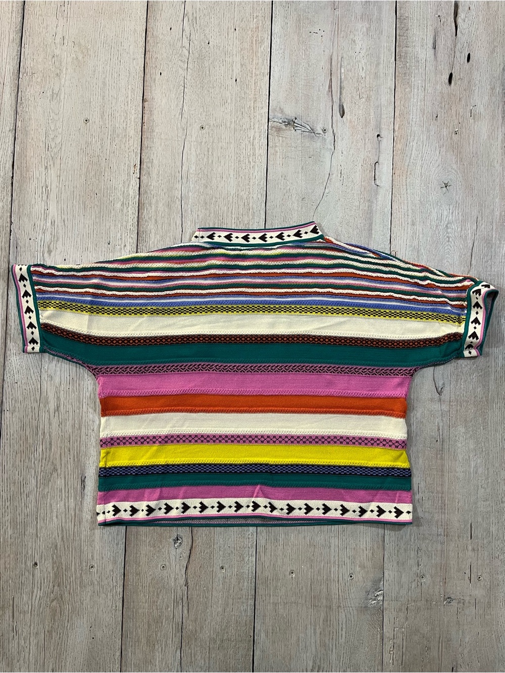 Rene Derhy Zodiaque Vibrant Striped Knit Top Size S Bohemian - Picture 2 of 7